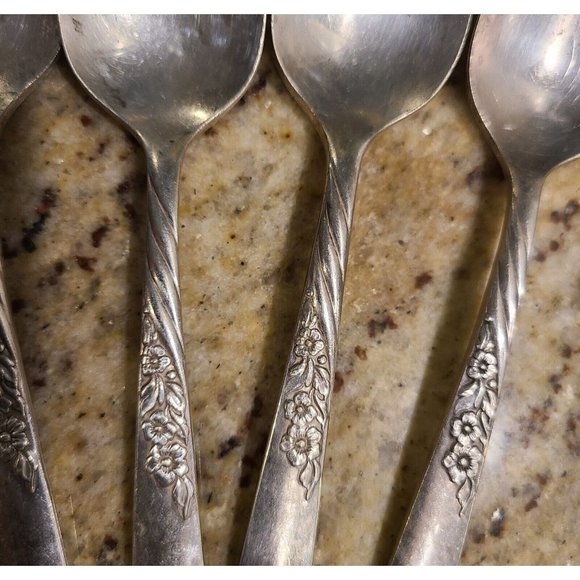 Vintage Wm. Rogers Oneida Spoons Always Wildwood Set of 6 Silver Overlay - Picture 3 of 10